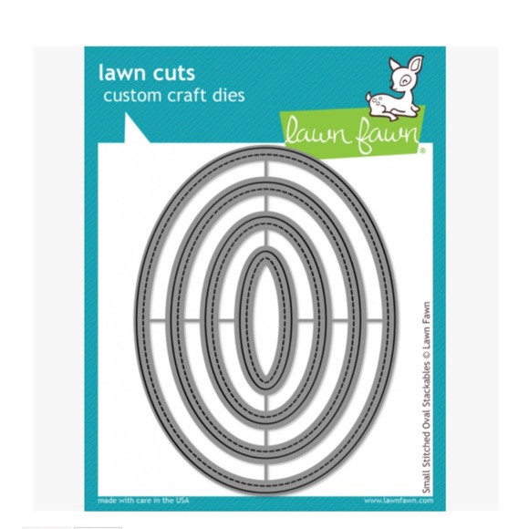 Lawn Fawn dies - 4 pcs small stitched ovals stackable in clear storage case - Picture 8 of 8